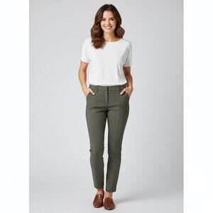 Aritzia Wilfred Pant Split Ankle straight Leg Trouser Midrise Pleated Army Green